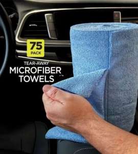 50PCS Tear Away Microfiber On a Roll Washable Car Cleaning Cloth